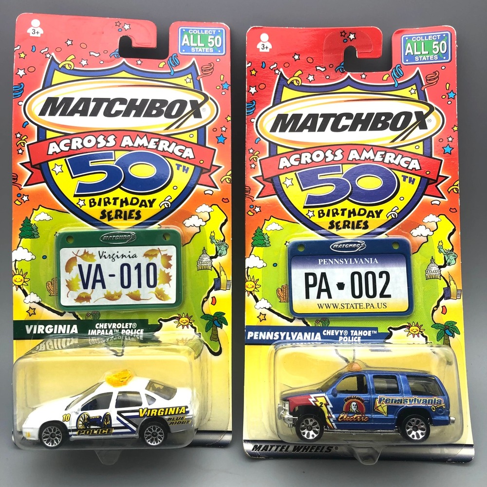 Matchbox Across America 50th Birthday Virginia Impala, Pennsylvania Tahoe Police